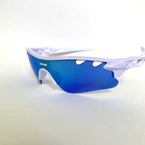 Clover Sports curvado branco lentes espelhadas azuis - comprar online