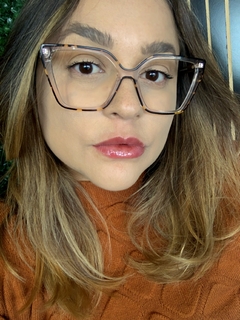 Armação de grau acetato oversized gatinho translúcido/ tortoise na internet
