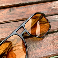 Clover Aviator acetato preto lentes laranjas - loja online