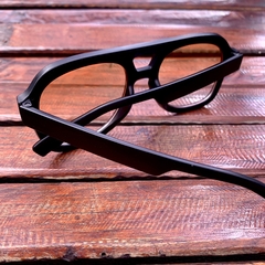 Clover Aviator acetato oversized preto lentes amarelas - loja online