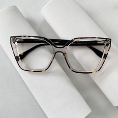 Armação de grau acetato oversized gatinho translúcido/ tortoise - Óticas Clover