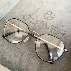 Armação de grau metal preto/dourado oversized - Óticas Clover