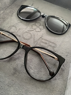 Clover Duo oversized acetato preto/dourado - loja online