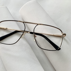 Armação de grau Metal retrô aviador dourado - Óticas Clover