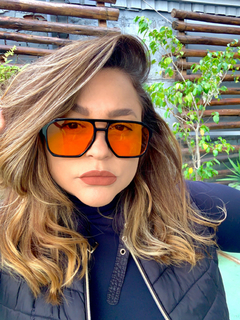 Clover Aviator acetato preto lentes laranjas - comprar online