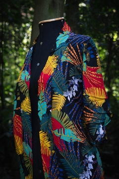 Kimono Estampado de Viscose Folhas de Palmeira