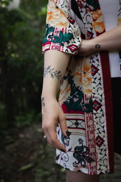 Kimono Estampado de Viscose Flores - comprar online