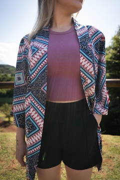 Kimono Estampado de Viscose Geométrico - comprar online