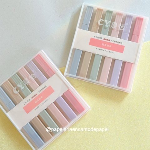 Marca-texto pastel quadrado - Estojo com 6 cores