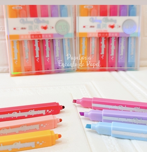 Marca-texto pastel com duas pontas