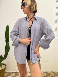 Camisa listrada azul manga longa Crawford silk touch * G - loja online