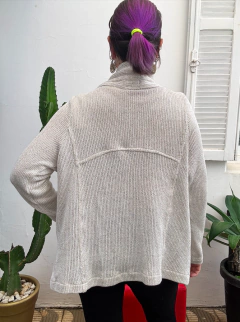 Cardigan cru linho algodão off white * G/GG na internet