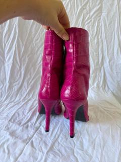 Bota cano médio scarpin rosa couro croco barbie * N 39 na internet