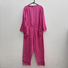 Macacão rosa pink algodão garimpado em Milão vintage * g brechó - loja online