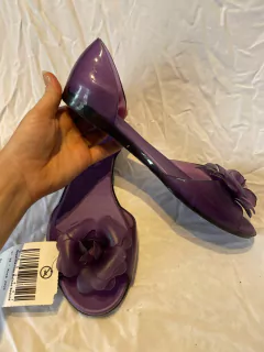 Sapatilha Melissa Seduce roxa com flor - brechó n 35