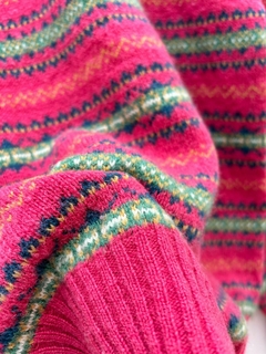 Suéter rosa fair isle Benetton vintage lã pura * Nº 38 ao 44 - 100 Mofo Garimpos