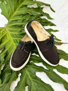 Mocassim preto lona Aragäna *unissex* Nº 37