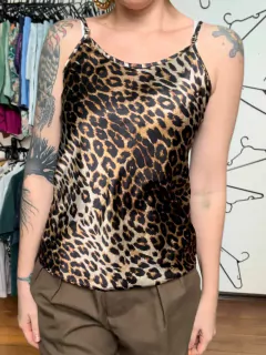 Blusa de alça cetim animal print onça * P/M - comprar online