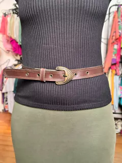 Cinto marrom estilo retro couro falso * NOVO P/M