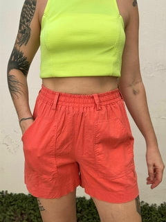 Shorts linho viscose cintura alta laranja MOB *N P/M