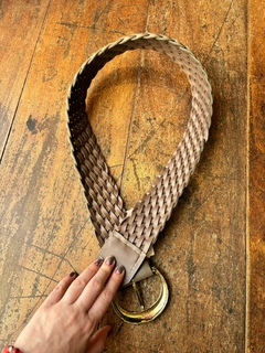 Imagem do Cinto largo couro legítimo cinza boho * 95 cm brechó