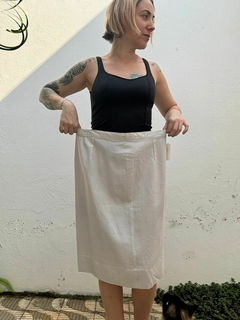 Saia midi alfaiataria cinza de linho vintage * G - comprar online