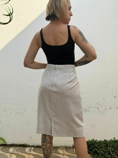 Saia midi alfaiataria cinza de linho vintage * G na internet