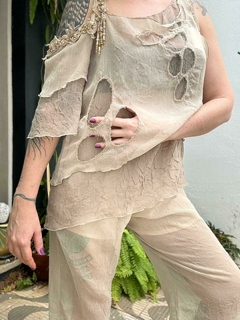 Conjunto tom terroso miçangas vintage mermaid * M grande - 100 Mofo Garimpos