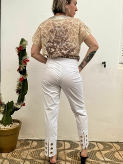 Calça branca verão ilhós dourado Amissima anos 2000 * Nº G - 100 Mofo Garimpos