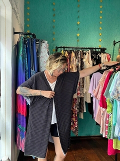 Saída de praia kimono preto poá plus size * até G3 - 100 Mofo Garimpos