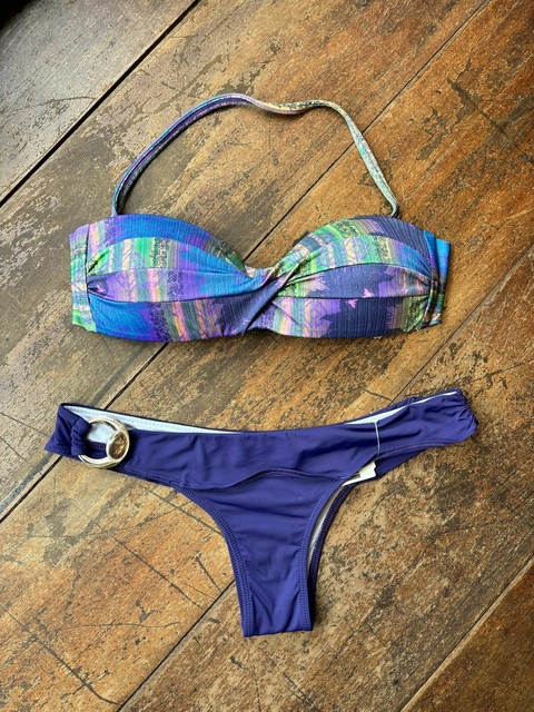 Biquíni tomara que caia verde e roxo * M