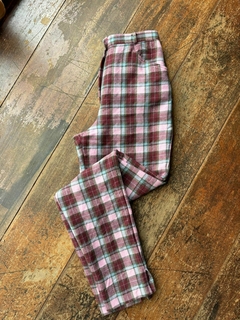 Calça alfaiatiaria lã batida vintage cintura alta xadrez rosa importada Paris * PP/P