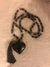 Heartmala Coração G Ônix Negro, contas de Hematita, Cristais Transparentes, Calcedônia Negra