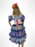 VESTIDO JUNINO AZUL DETALHES ROSA E LARANJA