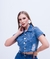 jaqueta curta Feminina jeans cropped manga curta