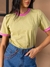 T-shirt Listrada Verde/Rosa - comprar online