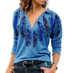 Blusa feminina vintage elegante 2021 outono moda sexy zíper decote em v manga c - matheus modas e utilidades