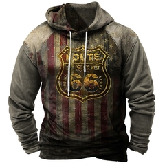 Imagem do Moletom masculino vintage US 66 gráfico pulôver unissex de inverno com capuz m