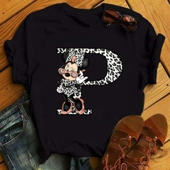 Camiseta feminina estampada de alta qualidade com combinação de letras e nome - comprar online