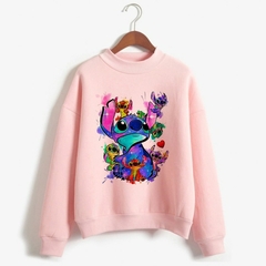 Moletom com capuz de gola alta Disney Stitch Funny Women Harajuku Cute Lilo and
