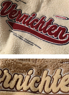 Moletons com letras vintage bordados para mulheres casuais com decote em V manga - loja online