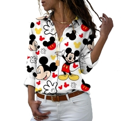 Outono 2022 mais recente camisas casuais de botão com manga longa disney mickey na internet