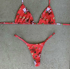 QINJOYER Biquíni sexy feminino brasileiro 2 peças maiô estampado mini tanga c na internet