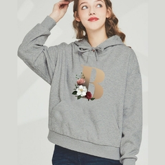Streetwear feminino moletom com capuz casual 26 letras impressão pulôveres rou