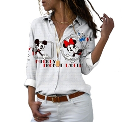 Imagem do Outono 2022 mais recente camisas casuais de botão com manga longa disney mickey