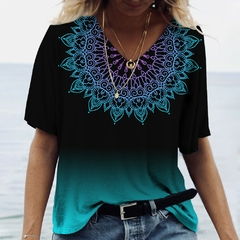 2022 Nova Camiseta Feminina de Verão com Impressão 3D, Pintura, Casual, Cor So na internet