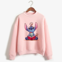 Moletom com capuz de gola alta Disney Stitch Funny Women Harajuku Cute Lilo and na internet