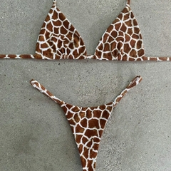 QINJOYER Biquíni sexy feminino brasileiro 2 peças maiô estampado mini tanga c na internet