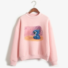 Moletom com capuz de gola alta Disney Stitch Funny Women Harajuku Cute Lilo and na internet