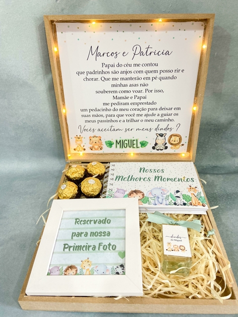 Caixa de Led Convite de Padrinhos Temática